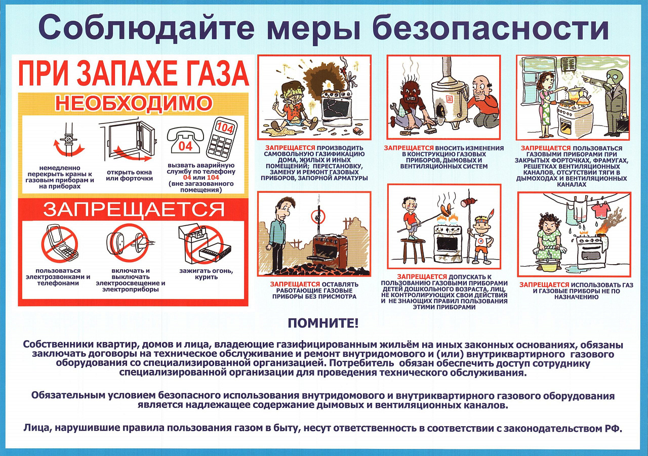 Меры безопасности при газе.